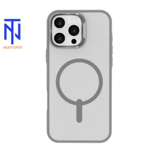 MagSafe iPhone 16 Pro Max hard plastic case with flexible edge Platinium JM