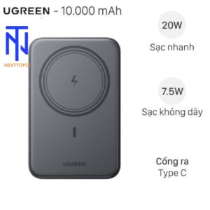 Ugreen PB562 10000mAh Wireless Magnetic Type C PD 20W Polymer Power Bank