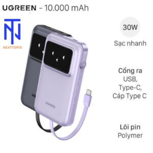Ugreen Uno PB511 10000mAh Type C PD QC Polymer Power Bank with Type C Cable